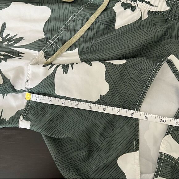 No Bad Days Swim Shorts Trunks Mens Size Large Green Floral Pockets Drawstring - Picture 12 of 13